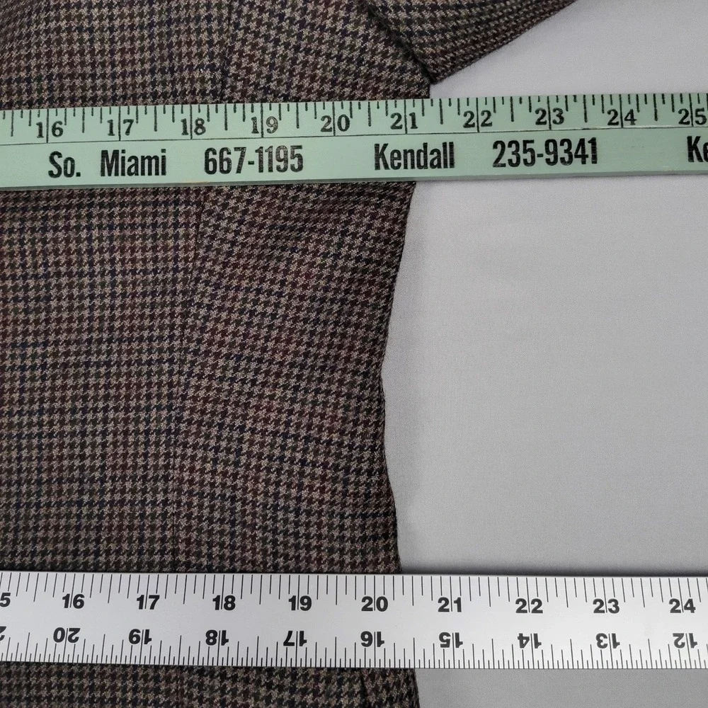 Lauren Ralph Lauren Sport Coat Men's 40R 100% Wool Brown Houndstooth Blazer